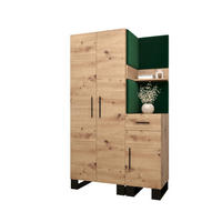 GARDEROBEN-SET 196/116/45,6 - Waldgrün/Schwarz, Holz/Kunststoff (116/196/45.6cm) - Abiks Möbel