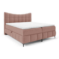 BOXSPRINGBETT 200x200 Almera, Chenille, Bettkasten, Matratze, Puderrosa - Hellrosa, Holz/Textil (200/200cm) - Emporius