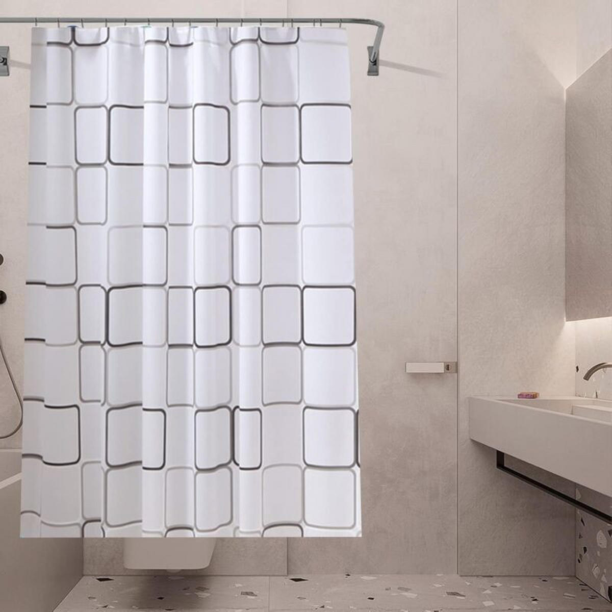 DUSCHVORHANG 180 x 220 cm schimmelresistent antibakteriell wasserdicht blickdicht groß - Weiß, Textil (220/180cm) - MCBOSON