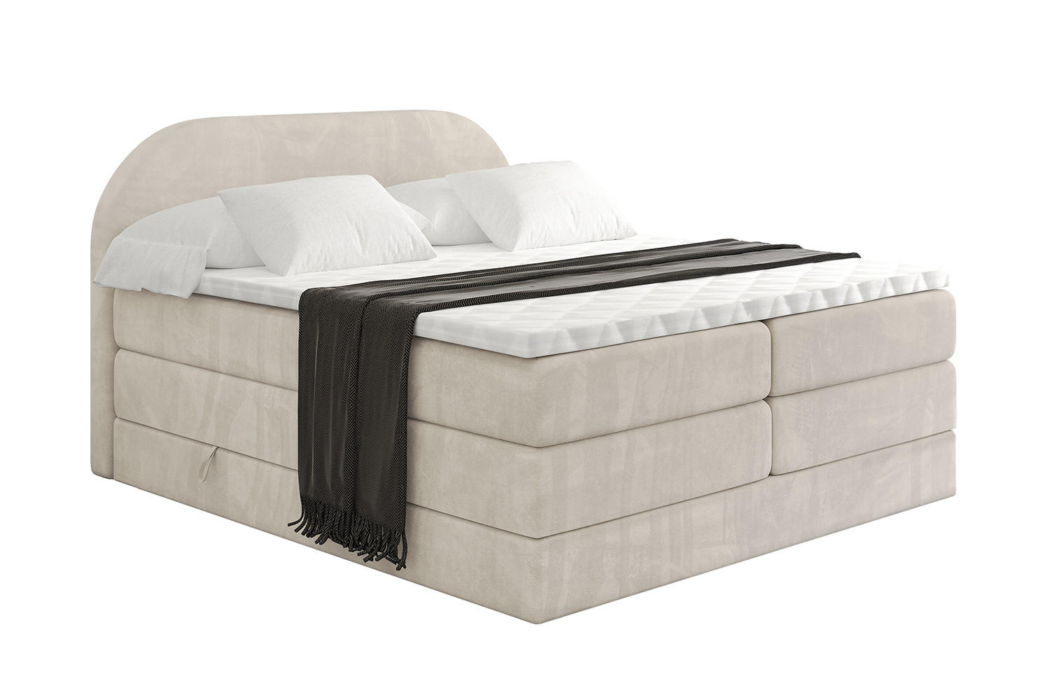 BOXSPRINGBETT mit Matratze und Lattenrost - NOX KING-120x200 - Beige Casablanca - Beige, Holzwerkstoff (120/200cm) - ALTDECOR