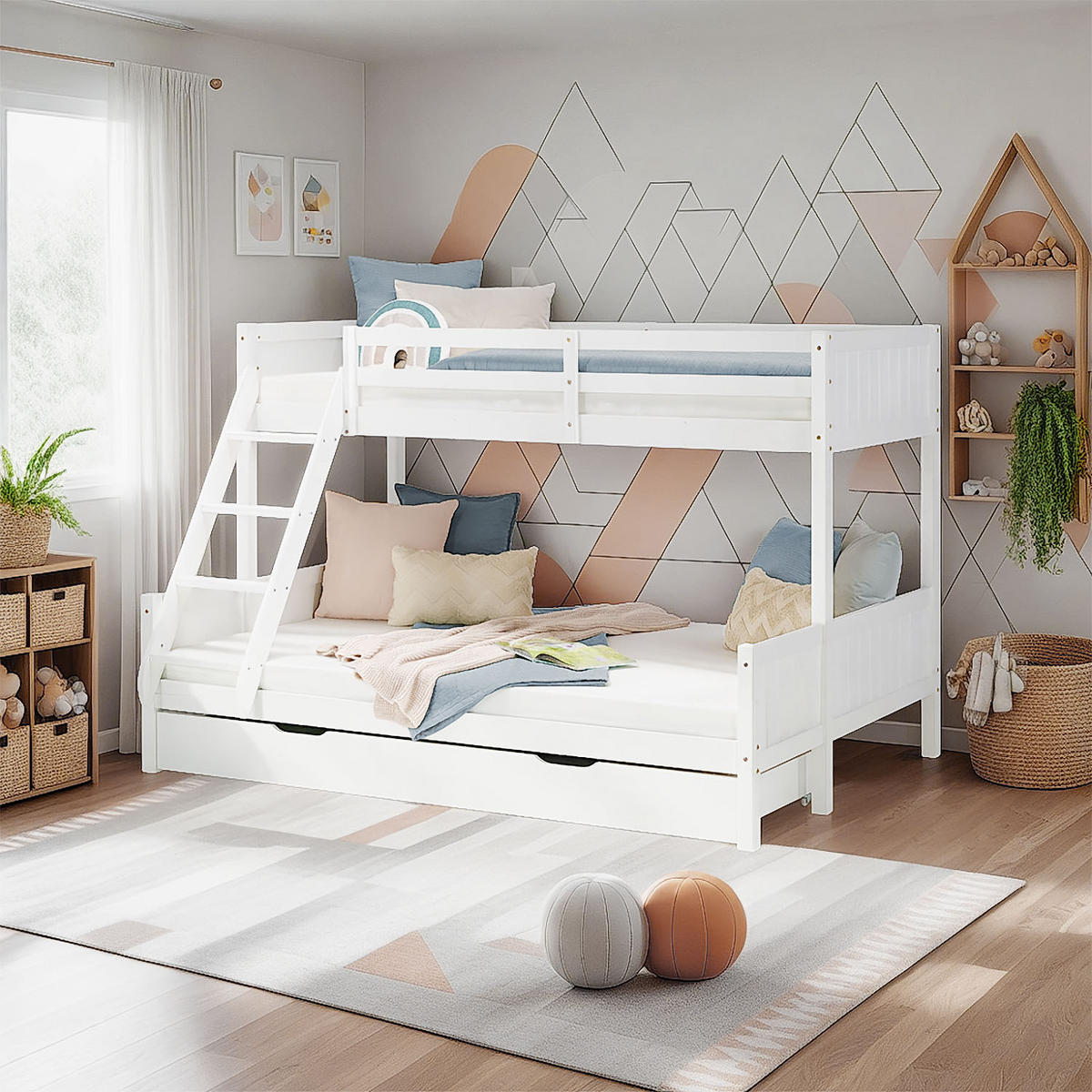ETAGENBETT 90/200 cm 180/200 Weiß Stauraum - Weiß, Holz (140/200cm) - Homestyle4u