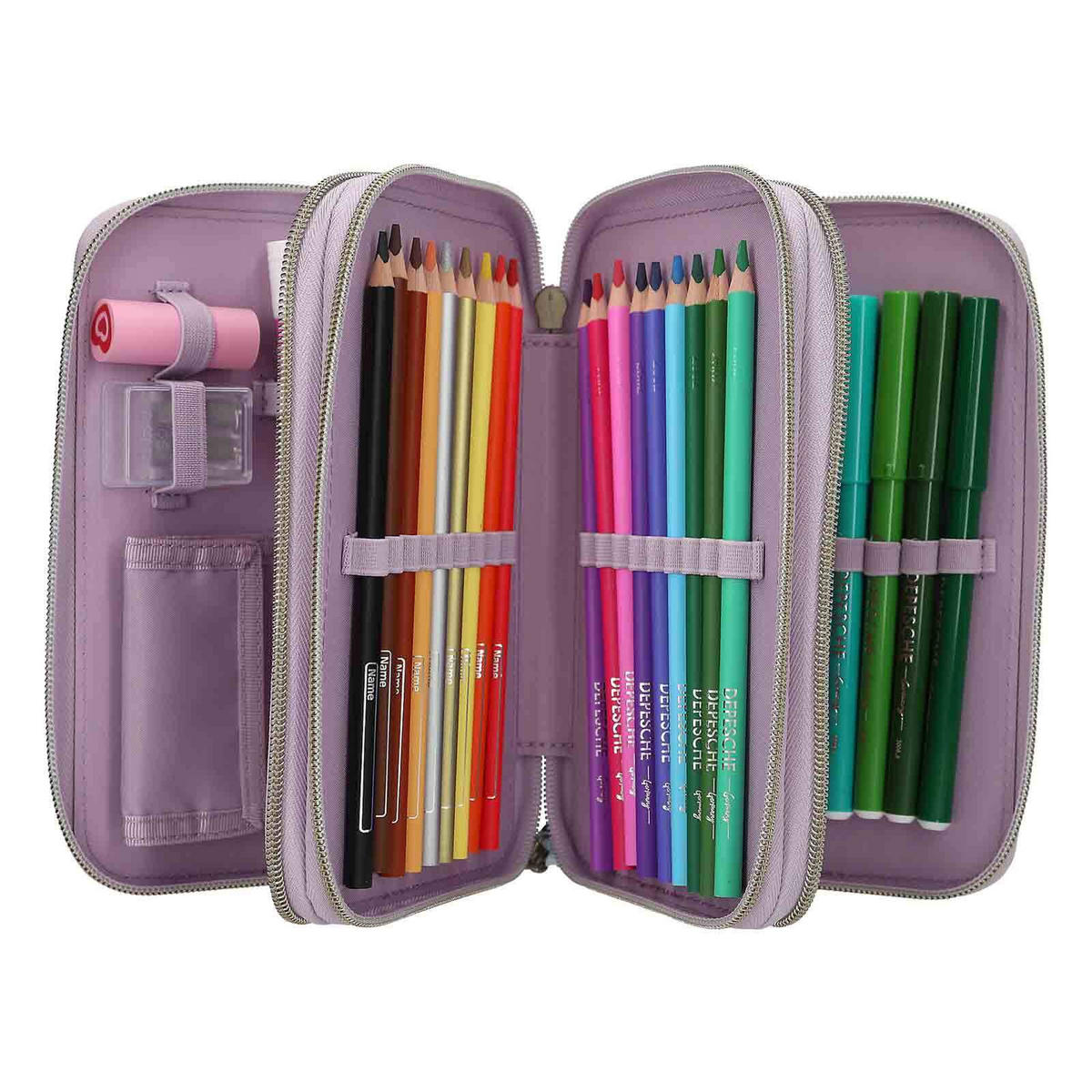 3-FACH FEDERTASCHE COWGIRL TOPModel creme 7,5 x 13 x 20 cm - Creme, Kunststoff (13/20/7.5cm) - Depesche Germany