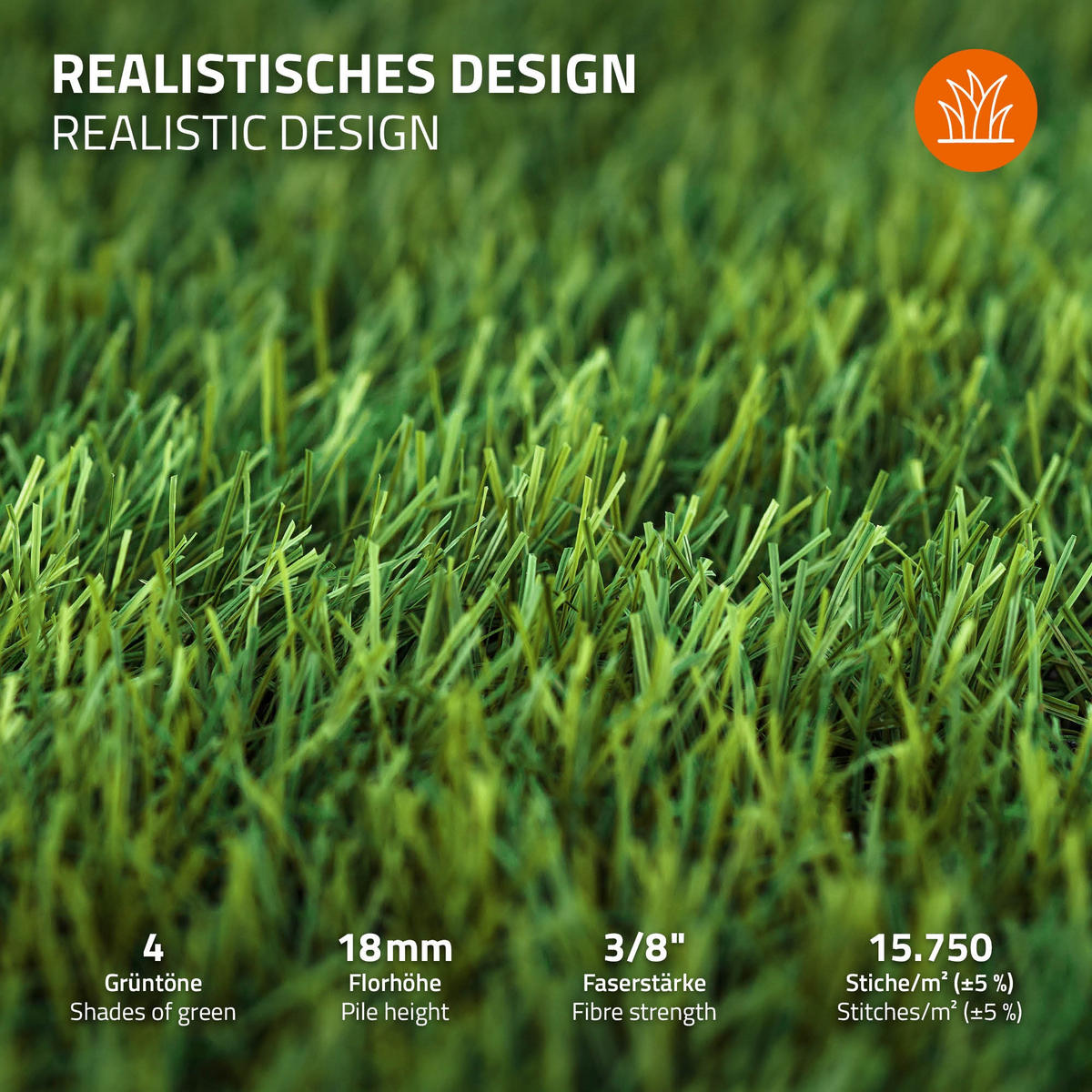 ROLE UMĚLÉHO TRÁVNÍKU 150x100 cm 1,5 m² zelená H:18 mm z plastu - zelená barva, plast (150/100cm) - ECD-Germany