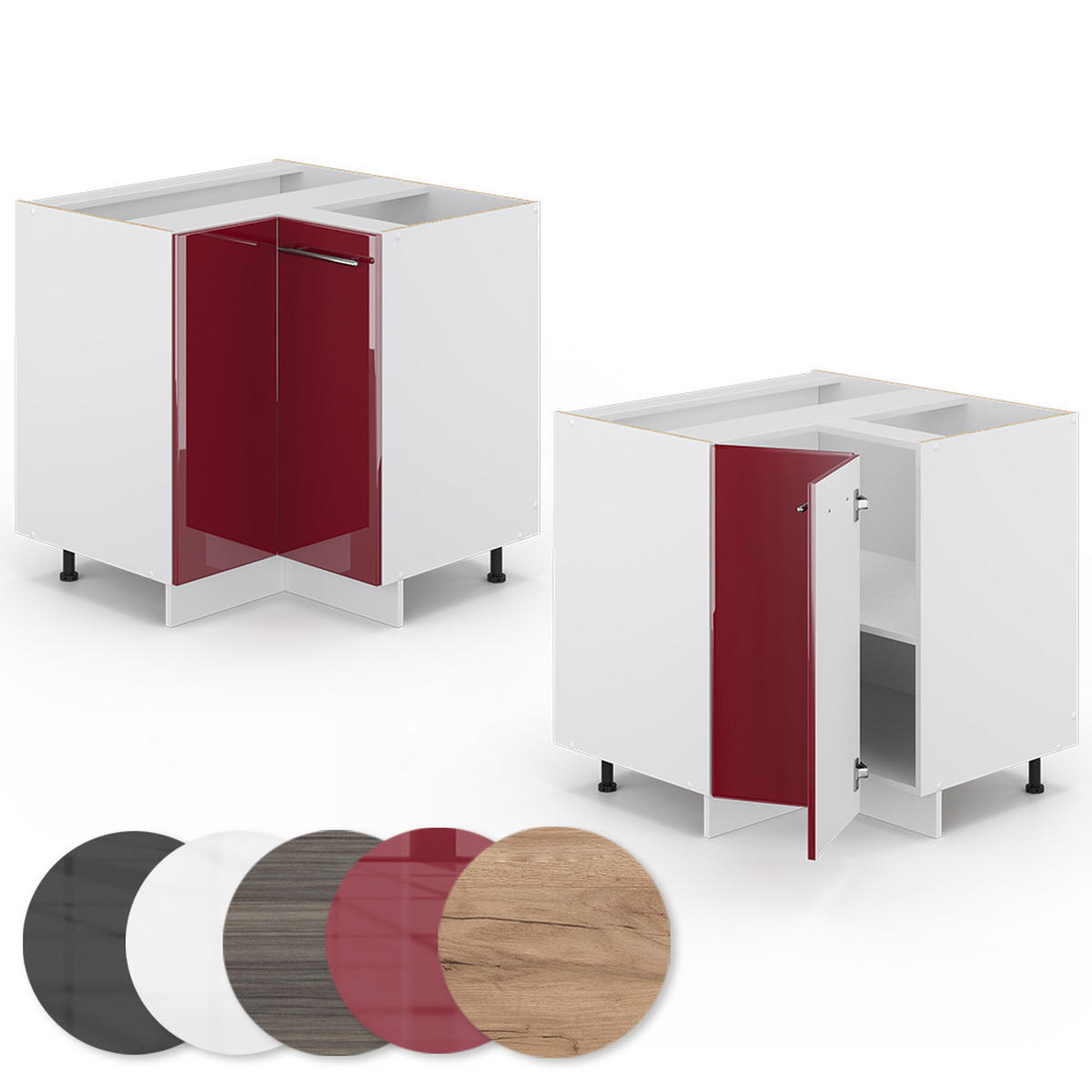 ROHOVÁ SKRINKA Fame-Line Bordeaux vysoký lesk - biela/bordová, kompozitné drevo (80.5/82/51.6cm) - Vicco