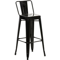 BARHOCKER Metall Schwarz - Eukalyptusholzfarben/Schwarz, Metall (44/96/43cm) - CLP