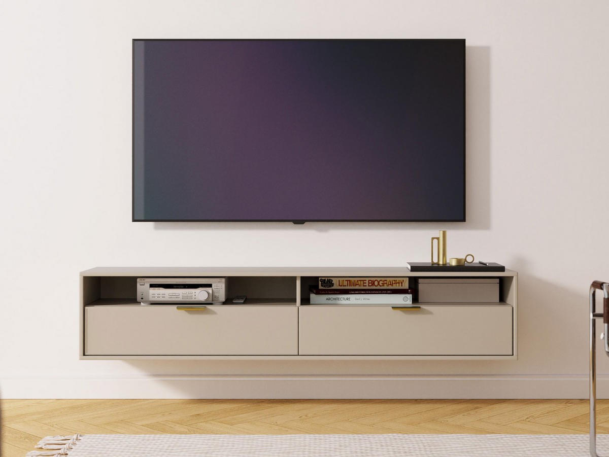 TV-LOWBOARD Queen 175 - Kaschmir/Goldfarben, Holzwerkstoff/Metall (175/35/33cm) - MIRJAN24