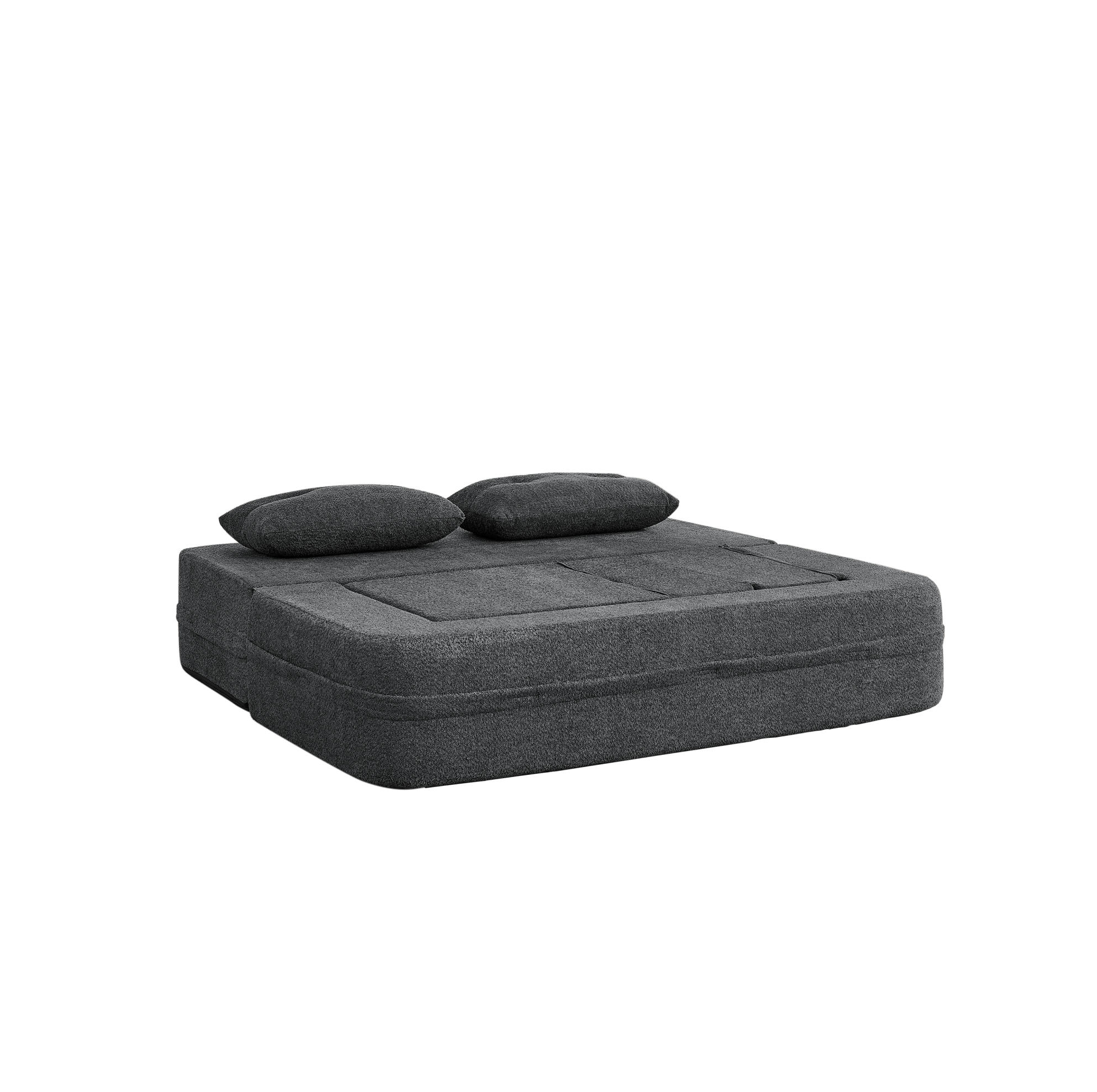 SCHLAFSOFA 199/194/39 cm aus Stoff mit klappbarem Sessel und Schlaffunktion Dunkelgrau - Dunkelgrau, Textil (194/39/199cm) - Modenvie