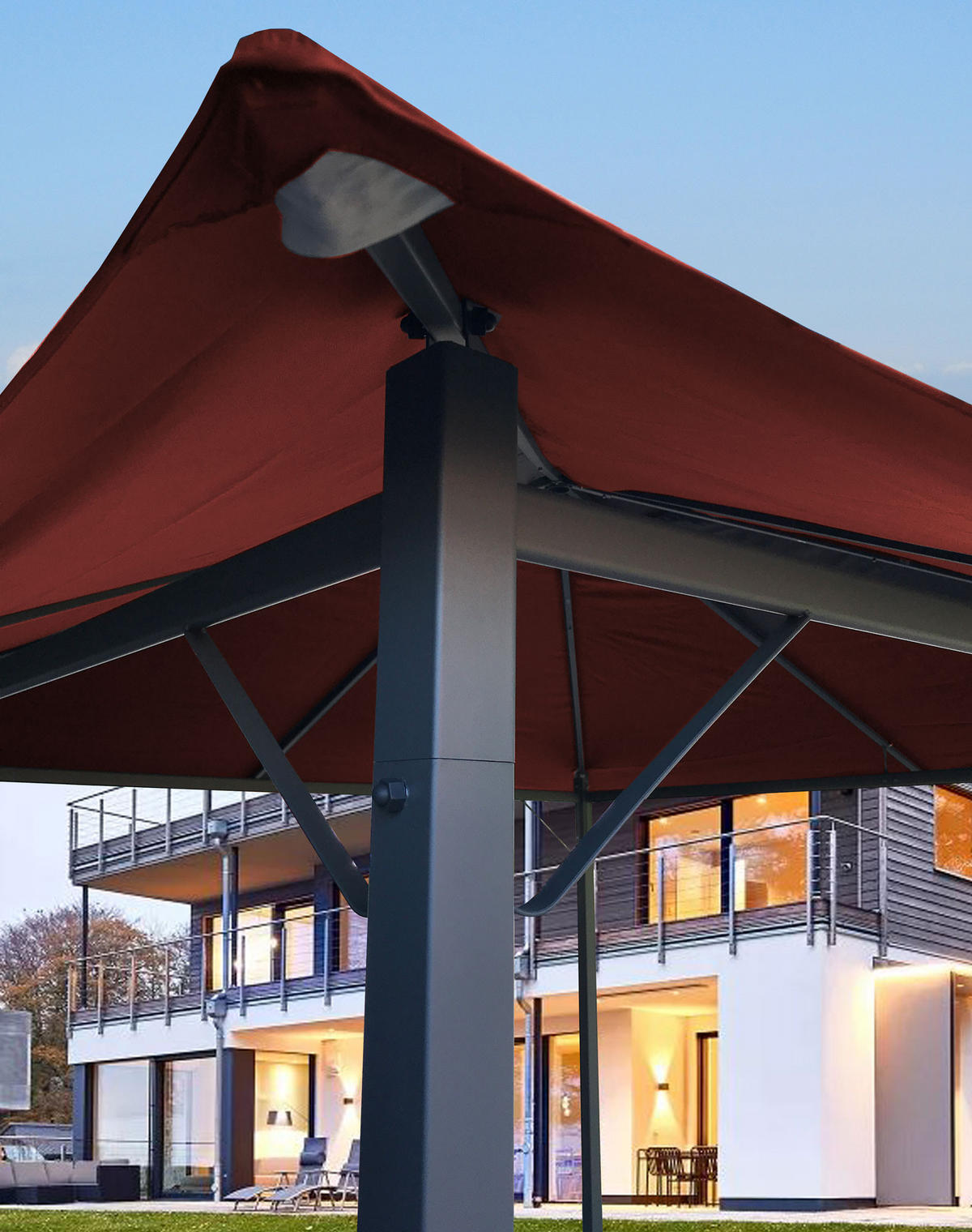 PAVILLON Nizza 3x3m Terra / Rotorange RAL 2001 - Terracotta, Metall (300/263/300cm) - QUICK STAR