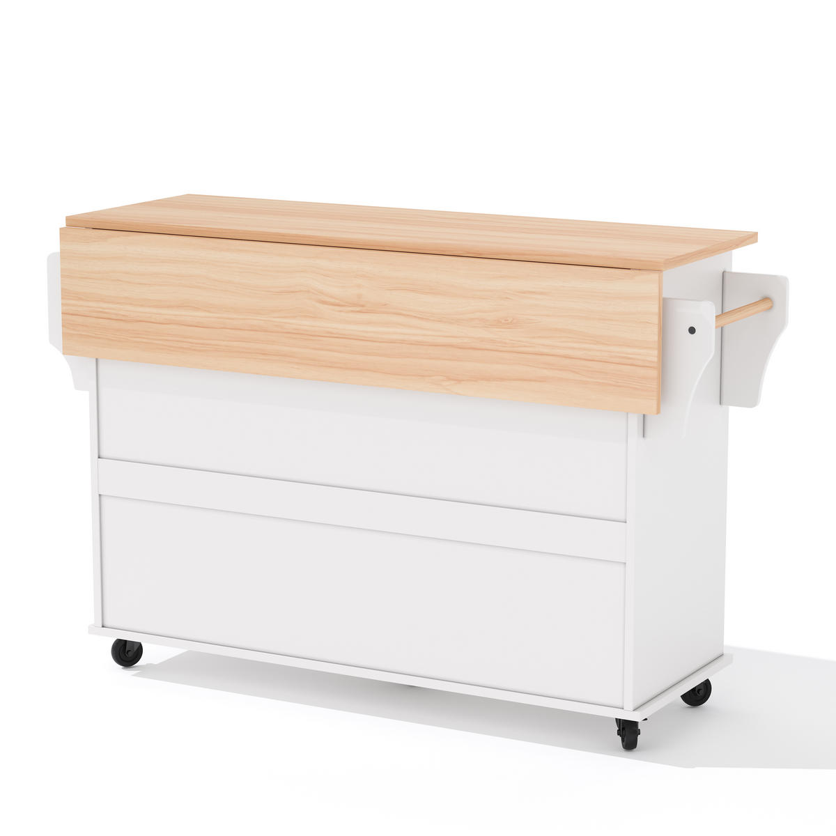 KÜCHENINSEL 136/70/92 cm weiß/natur aus MDF mit Auszug - Weiß, Holzwerkstoff (136/92/70cm) - OKWISH
