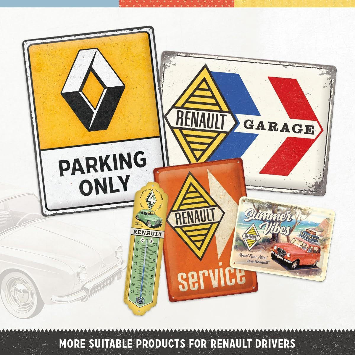BLECHSCHILD 30/40 cm Renault Garage - Multicolor, Metall (40/30/0.2cm) - Nostalgic-Art