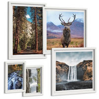 BILDER SET 5er Set - 50x50 cm & 20x30 cm & 40x60 cm Weißer Rahmen - London-Ansichtsgemälde-Set - Weiß, Kunststoff (40/60cm) - TULUP