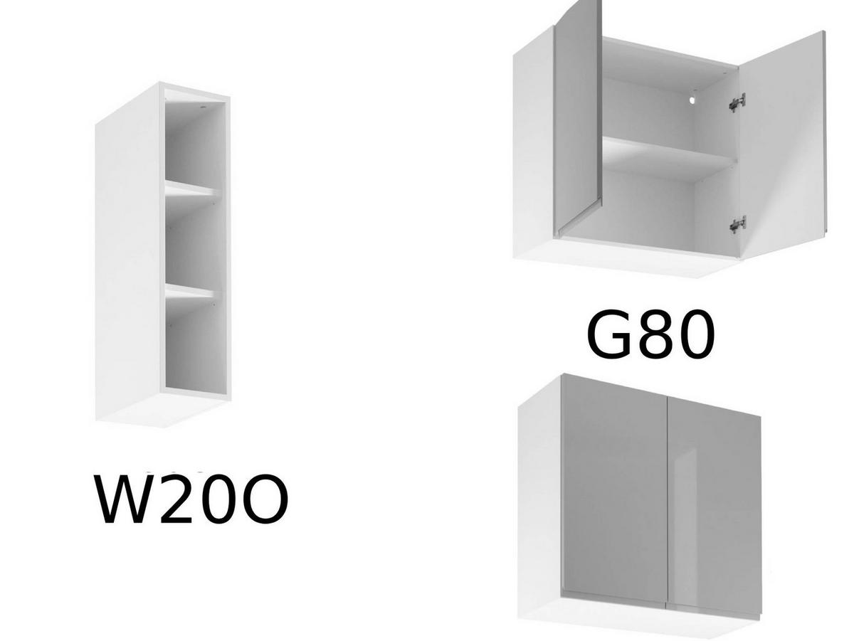 ECKKÜCHE 350 x 260 cm – Aspen KA4-M350 - in Grau/Hochglanz - Grau, Holz (610/212/58cm)
