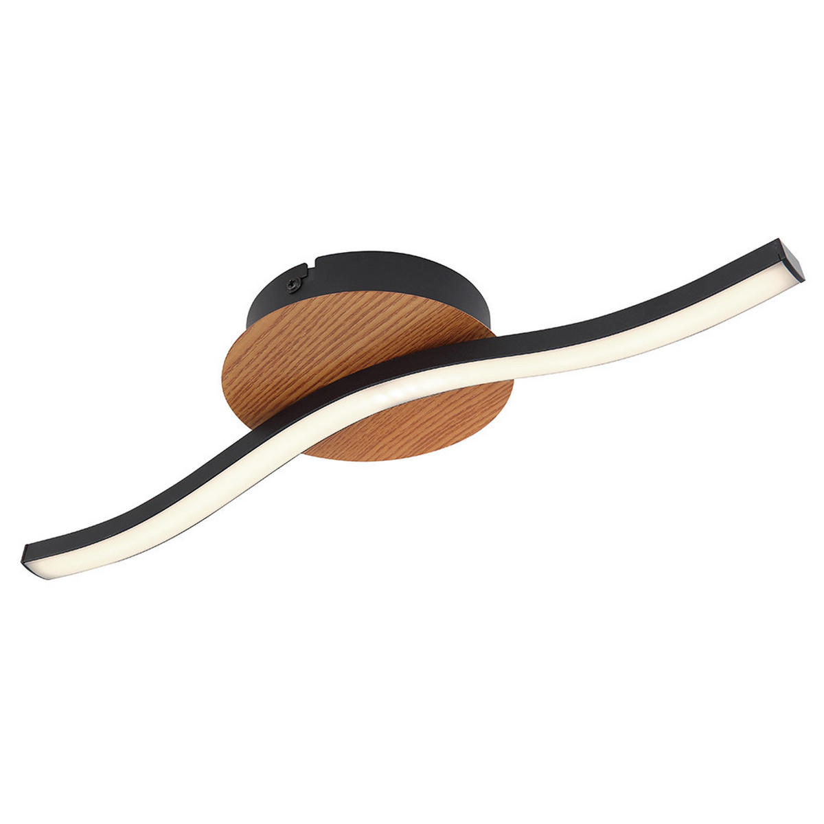 LED DECKENLEUCHTE Metall Holzoptik Schwarz - Schwarz, Metall (45/13/7.3cm)