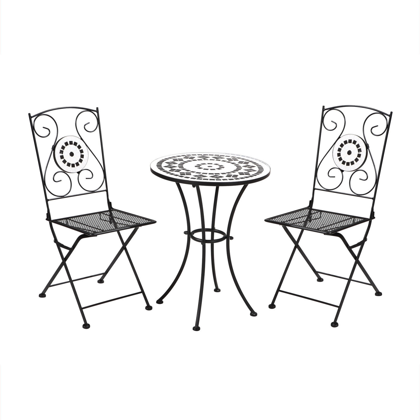 BISTRO-SET PARIS Mosaik Schwarz - Schwarz, Metall - SVITA