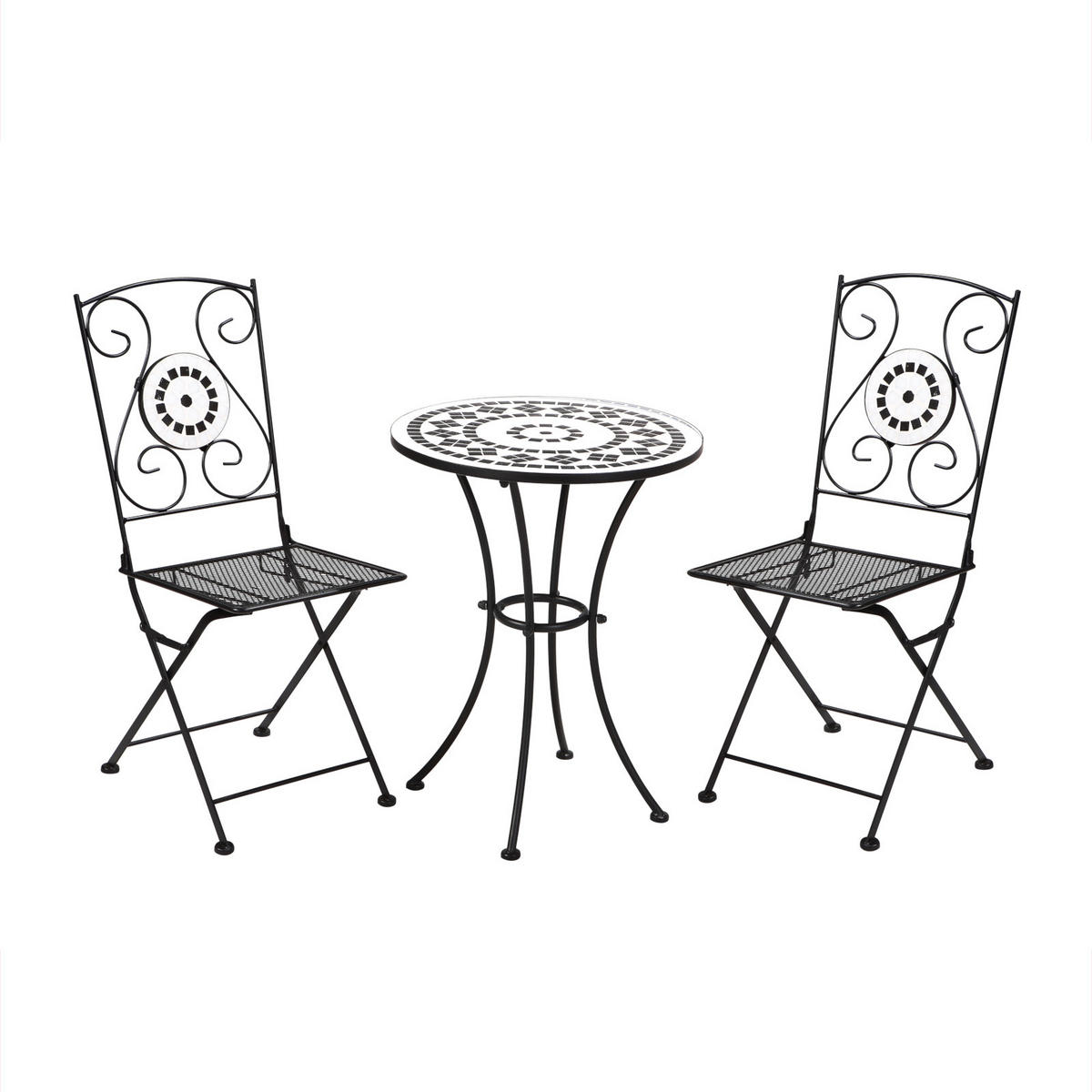 BISTRO-SET PARIS Mosaik Schwarz - Schwarz, Metall - SVITA