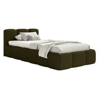 POLSTERBETT Cloudy Low Olivgrün Bouclé, 90x200 cm - Schwarz/Olivgrün, Kunststoff/Textil (90/200cm) - Selsey