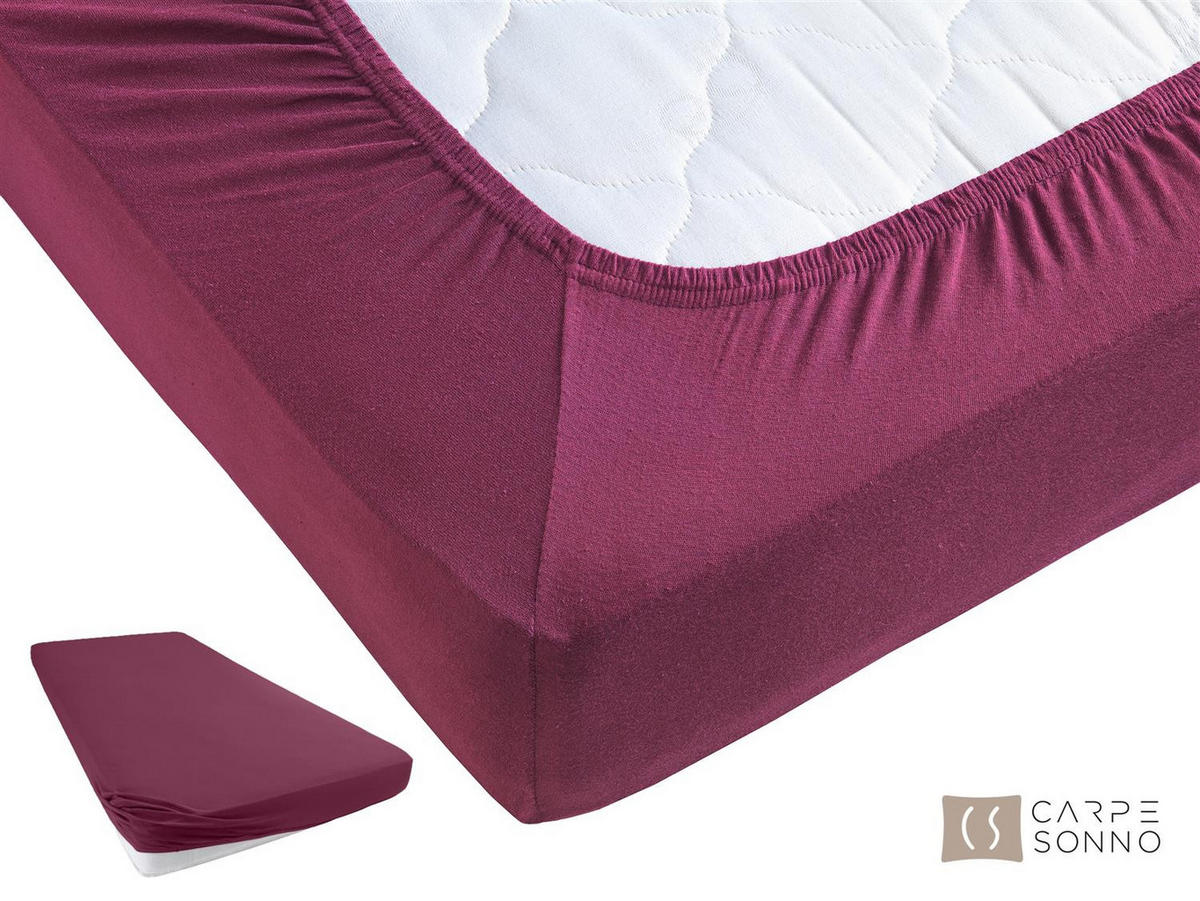 JERSEY-SPANNBETTLAKEN 90x200 cm aus 100% Baumwolle, Bettlaken Bordeaux Uni - Bordeaux, Textil (90/200cm) - Carpe Sonno