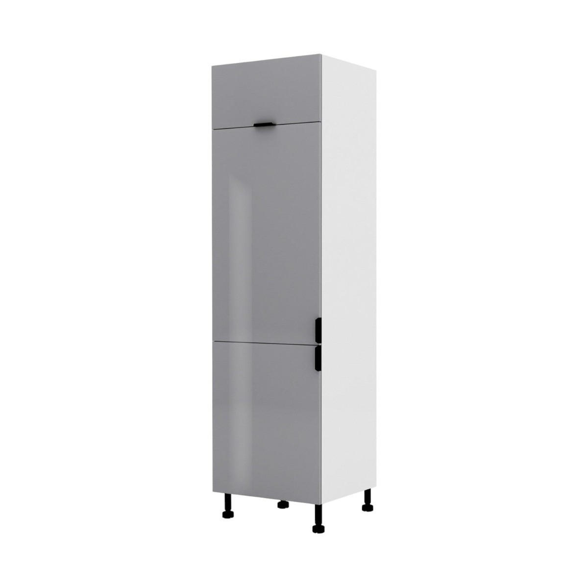 KÜHLSCHRANKUMBAUSCHRANK – 60 cm – KU-S60L – Lunara – Grau Hochglanz - Grau, Holzwerkstoff (60/203/56cm) - hi-markt