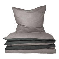 BETTWÄSCHESET Doubleface Renforcé 2-teilig 155x220 cm Grau-Schwarz - Schwarz, Textil (155/220cm) - SCHIESSER