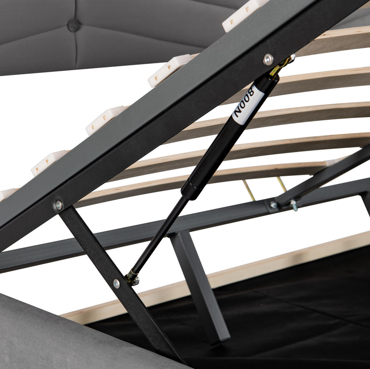 POLSTERBETT 160/200 cm grau aus Samt mit Bettkasten - Grau, Textil (160/200cm) - OKMYHOME