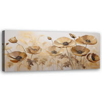 WANDBILD mohnblumen boho beige sepia - Beige, Textil (90/30cm) - Feeby
