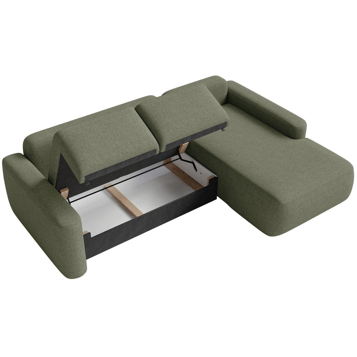 ECKSOFA Carnos Mini Olivgrün Chenille - Schwarz/Olivgrün, Kunststoff/Textil (164/238cm) - Selsey