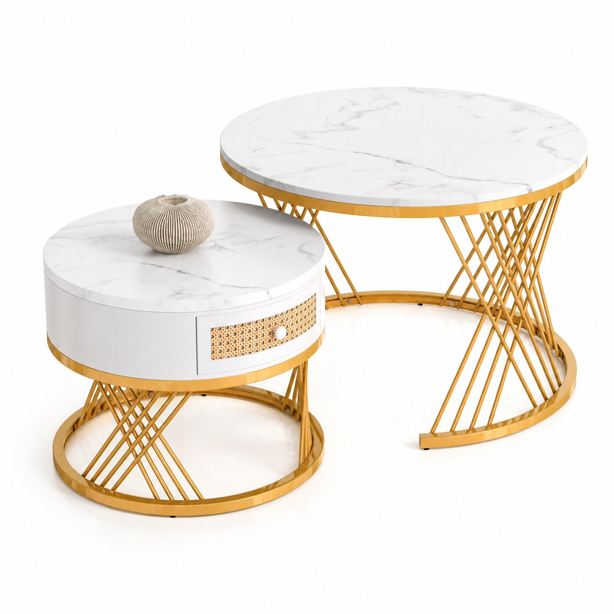 Ivmeu Couchtisch-Set Weiß 70x45.5x70 cm