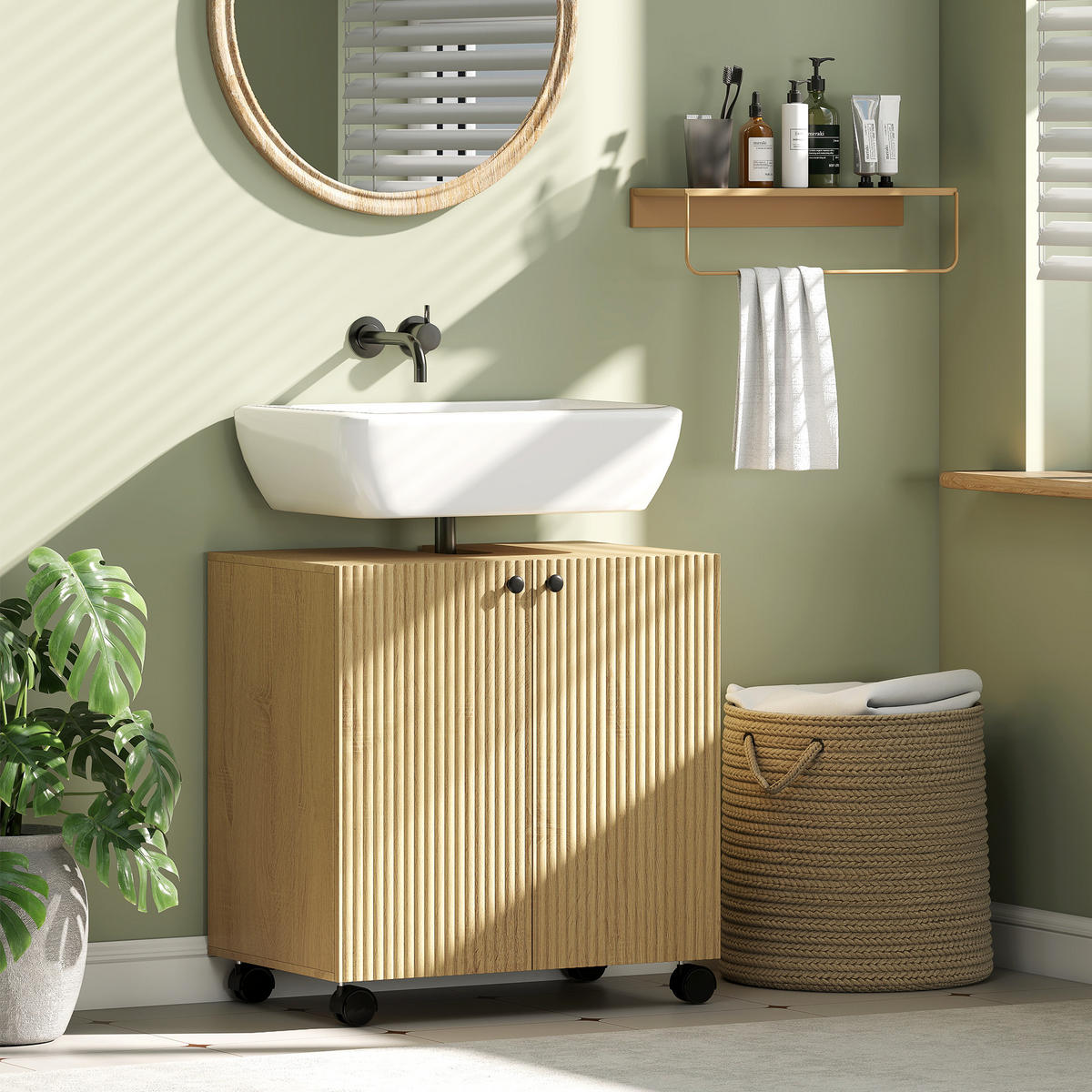 BADEZIMMERSCHRANK Naturfarben 39.8/60.0/62.0 cm - Naturfarben, Holzwerkstoff (60/62/39.8cm)