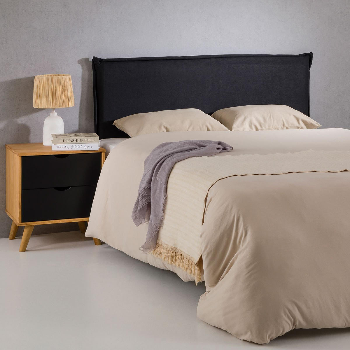 KOPFTEIL VINCEL 160X190 CM - Schwarz, Textil (162/94/7cm) - IDIMEX