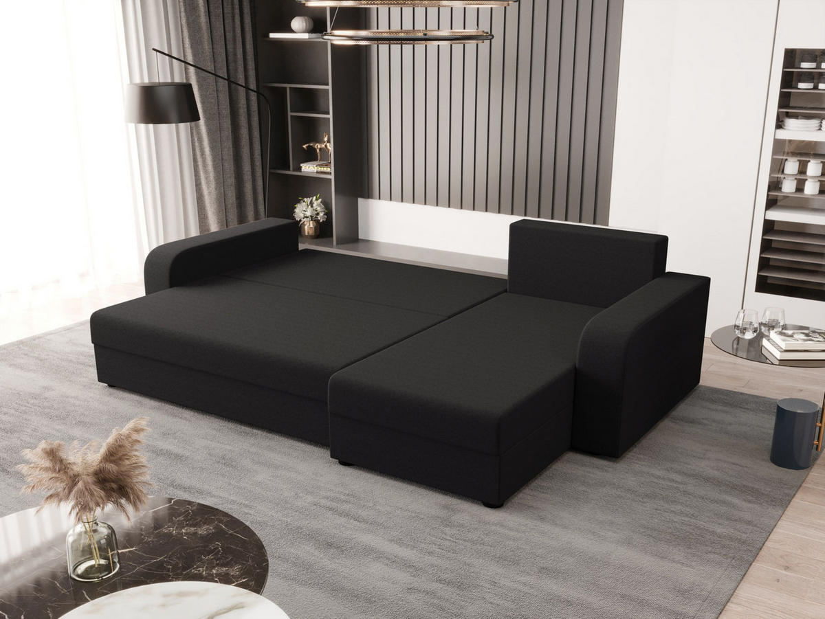 ECKSOFA HEWLET L BIS Sawana 05 Rechts mit Schlaffunktion - Schwarz, Textil (240/140cm) - Bedante