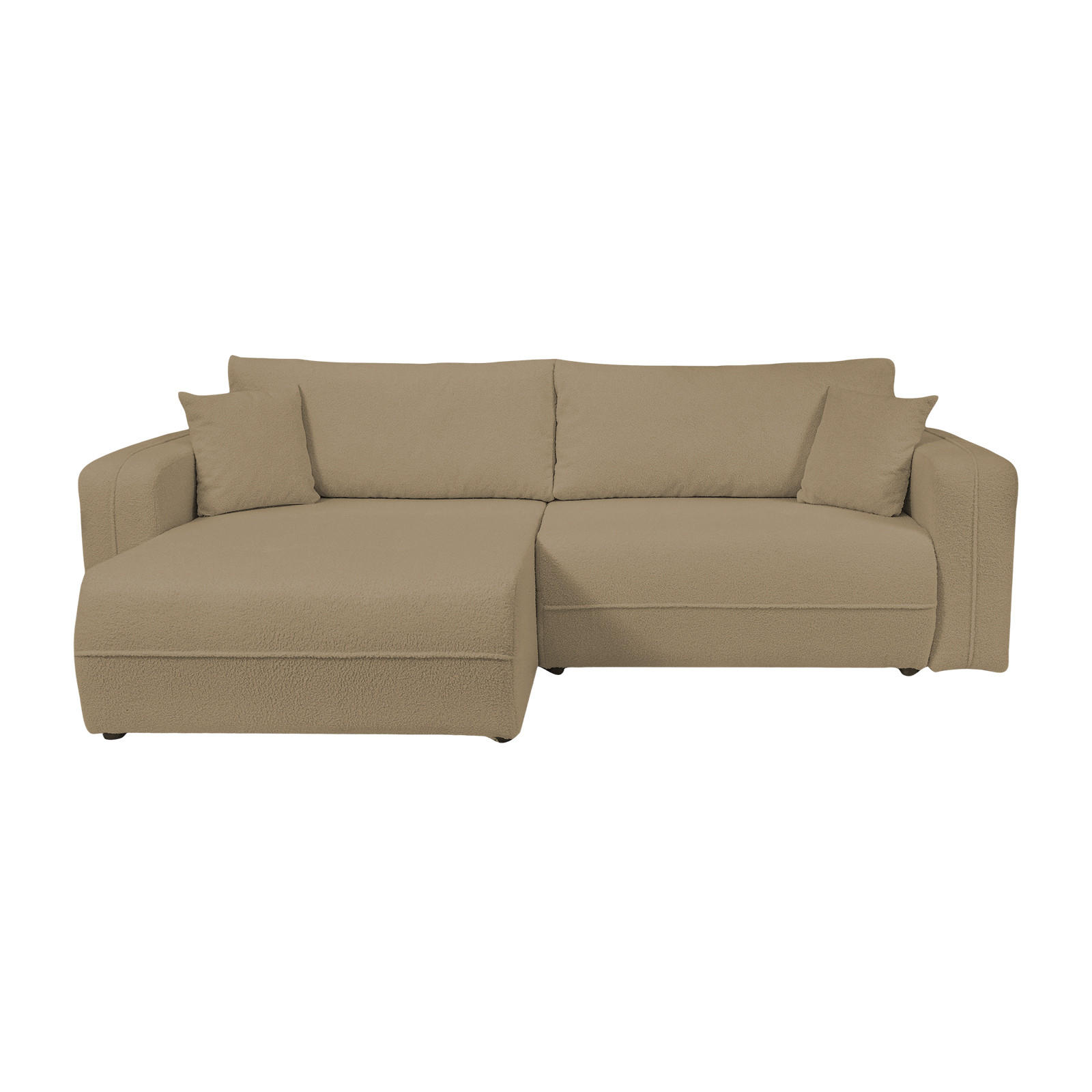 ECKSOFA Oreo L-Form Mit Bettkasten Und Schlaffunktion Quelle-Stoff Hellbraun Links - Hellbraun, Holz (143/247cm) - Kaiser Möbel