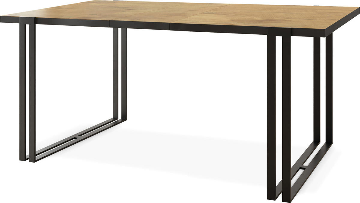 ESSTISCH Marina rechteckig ausziehbar, Lancelot Eiche 140-240/80/76 cm - Eichefarben/Schwarz, Holzwerkstoff/Metall (140/80/76cm) - WFL GROUP