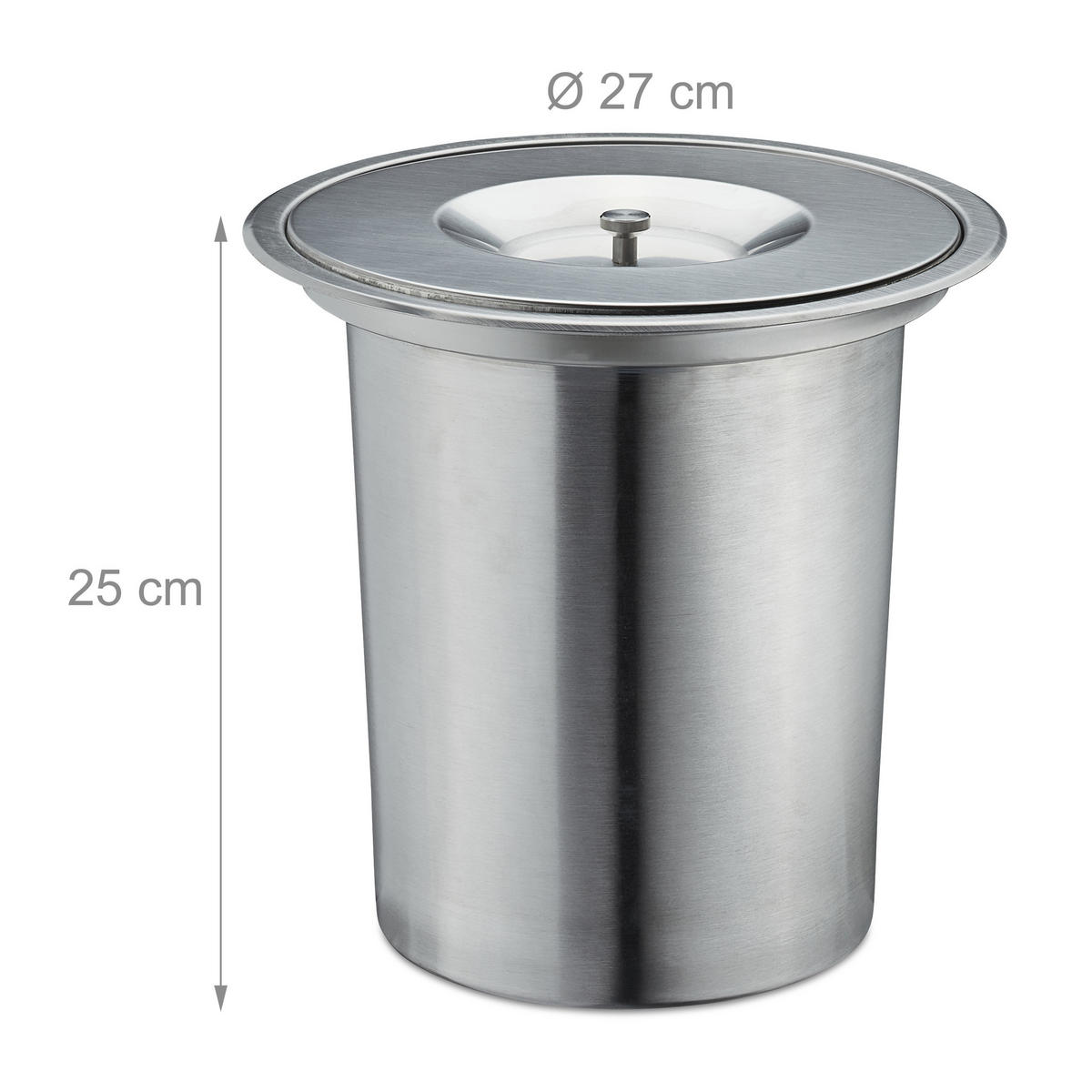 MÜLLEIMER Arbeitsplatte - Silberfarben, Metall (27/25/27cm) - Relaxdays
