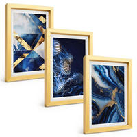 BILDER SET 3er Set - 20x30 cm Goldrahmen - Abstrakte, elegante Muster - Goldfarben, Kunststoff (20/30cm) - TULUP