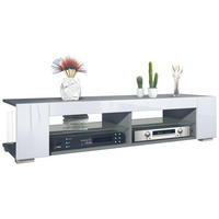 LOWBOARD Movie Weiß Hochglanz - Weiß Hochglanz, Holzwerkstoff (134.5/30.5/38.5cm) - Vladon