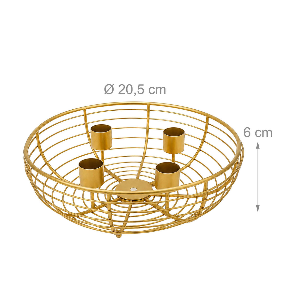 ADVENTSKRANZ Gold Metall 4 Kerzenhalter 6x20,5 cm - Goldfarben, Metall (6cm) - Relaxdays