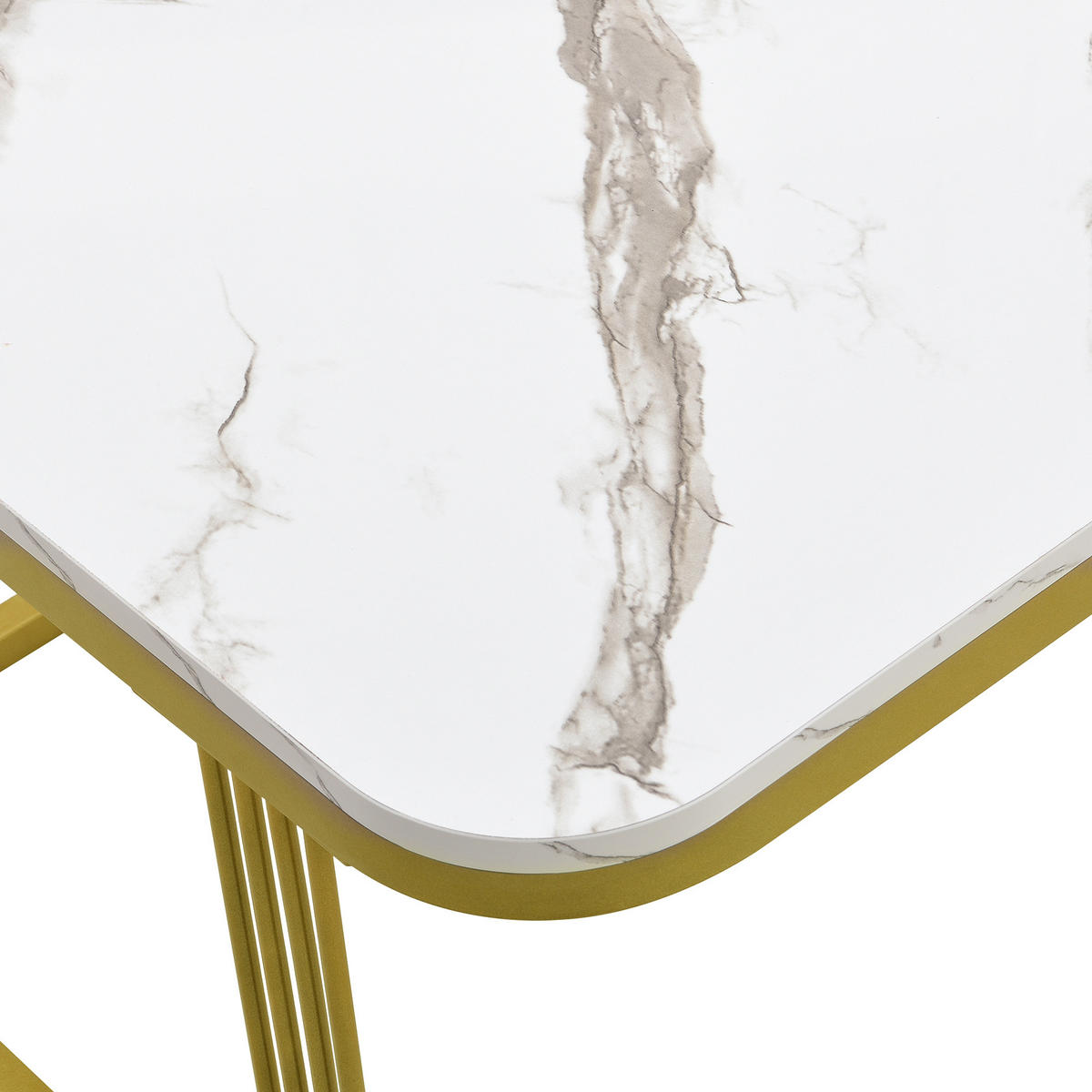 COUCHTISCH DE-026 Nestia Weiß/Gold 2-tlg. - Weiß, Holzwerkstoff (60/60/45cm) - ComfortXL