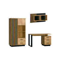 JUGENDZIMMER-SET LAMI B 3-teilig in Wotan Eiche / Schwarz Matt mit Lamellen - Eiche Wotan/Schwarz, Holzwerkstoff (225/56/160cm) - Deine Möbel 24