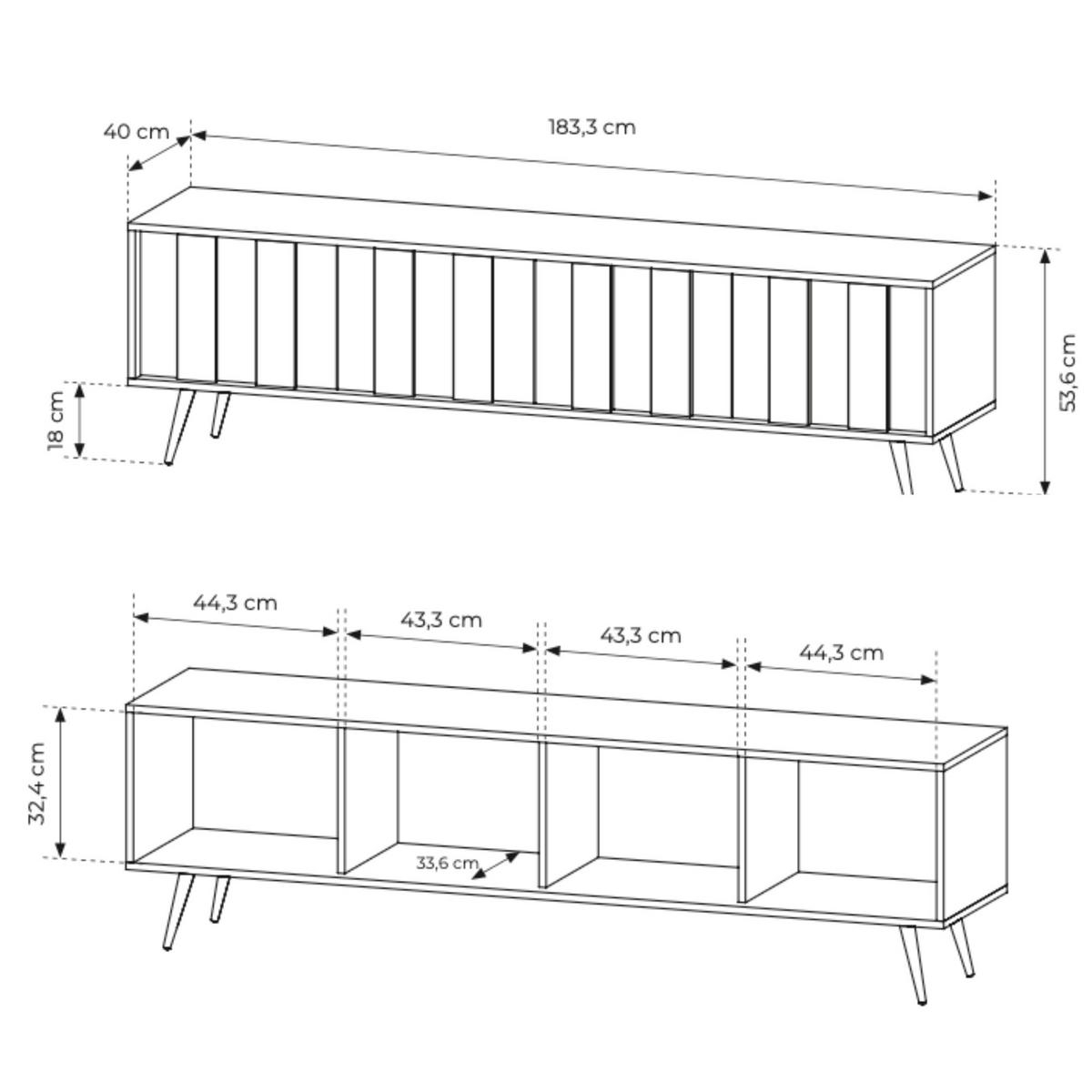 TV-SCHRANK: Dunin-Eiche, 183,3 x 53,6 x 40 cm - Eichefarben, Holzwerkstoff (183.3/53.6/40cm) - 3XE LIVING