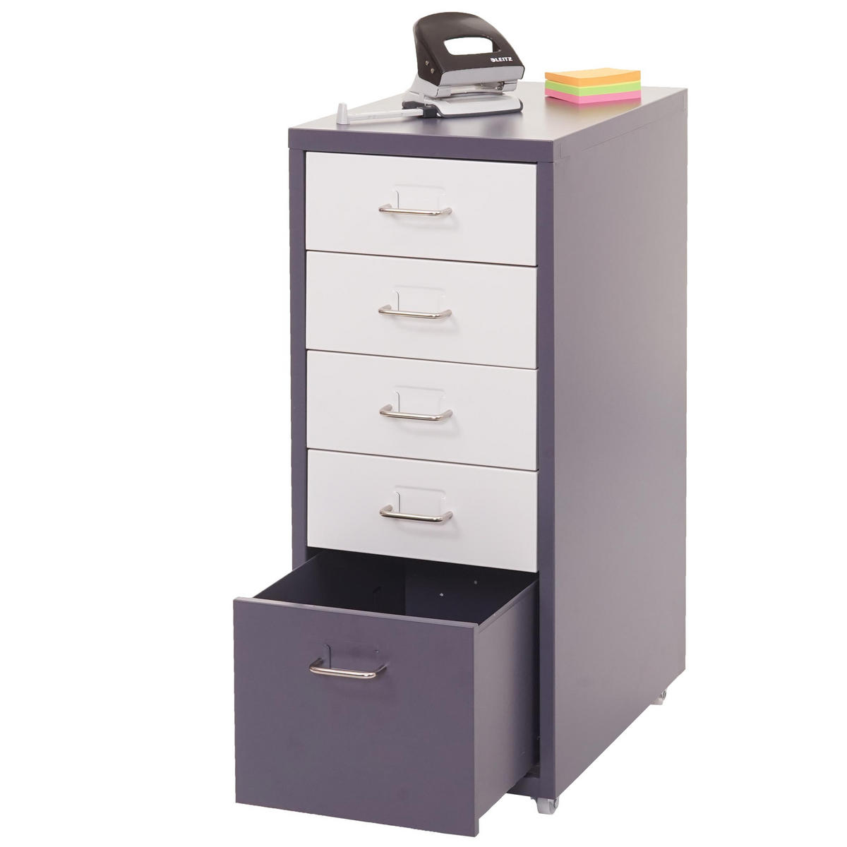 ROLLCONTAINER Weiß, Anthrazit - Anthrazit/Weiß, Metall (28/69/41cm) - MCW