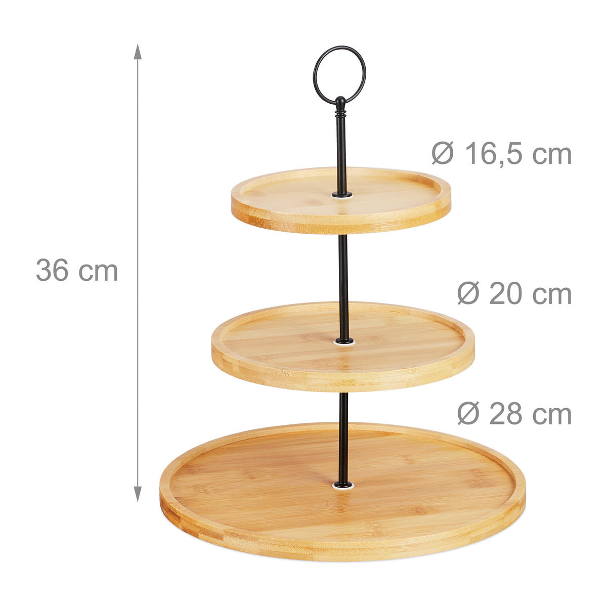 ETAGERE - Hellbraun, Holz/Metall (28/36cm) - Relaxdays