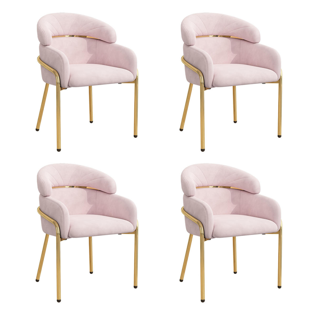 ESSZIMMERSTUHL Samt Rosa Modern Metallbeine - Pink, Textil (54.5/79/56.9cm) - FLIEKS