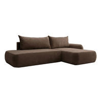 ECKSOFA Mit Schlaffunktion Und Bettkasten, Velvet-Stoff Vena, Dunkelbeige, Rechts, HELA I - Beige, Holz (302/184cm) - Kaiser Möbel