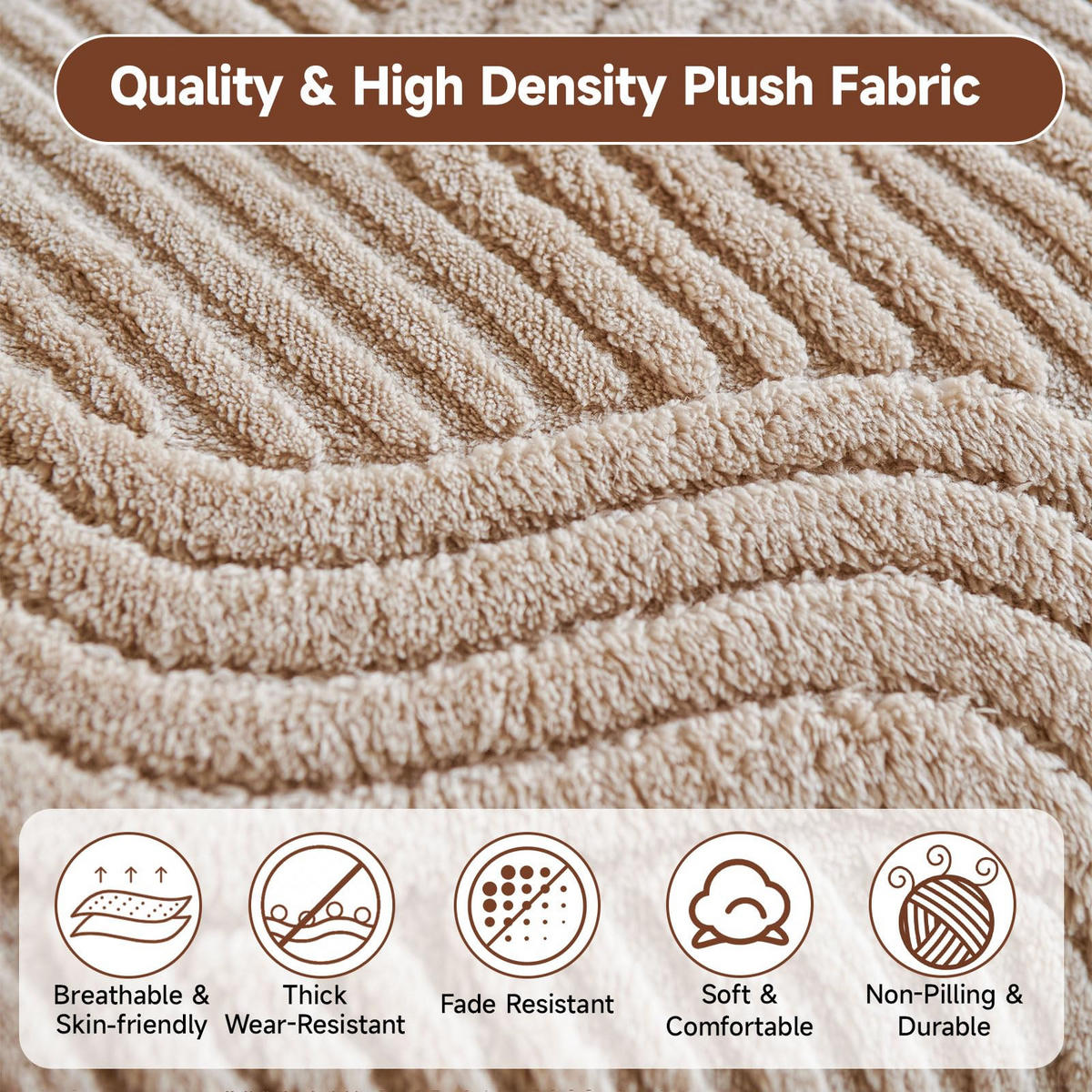 SOFAÜBERWURF Hellbraun 1 Stück Luxuriöses Plüschmaterial - Hellbraun, Textil (90/0.03/210cm) - Kaket