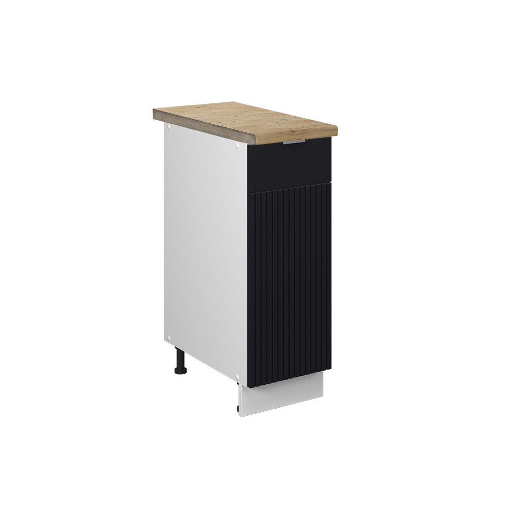 APOTHEKERSCHRANK Fame-Line, Schwarz gestreift, 30 cm, AP Eiche - Schwarz/Weiß, Holzwerkstoff (30/82/60cm) - Vicco