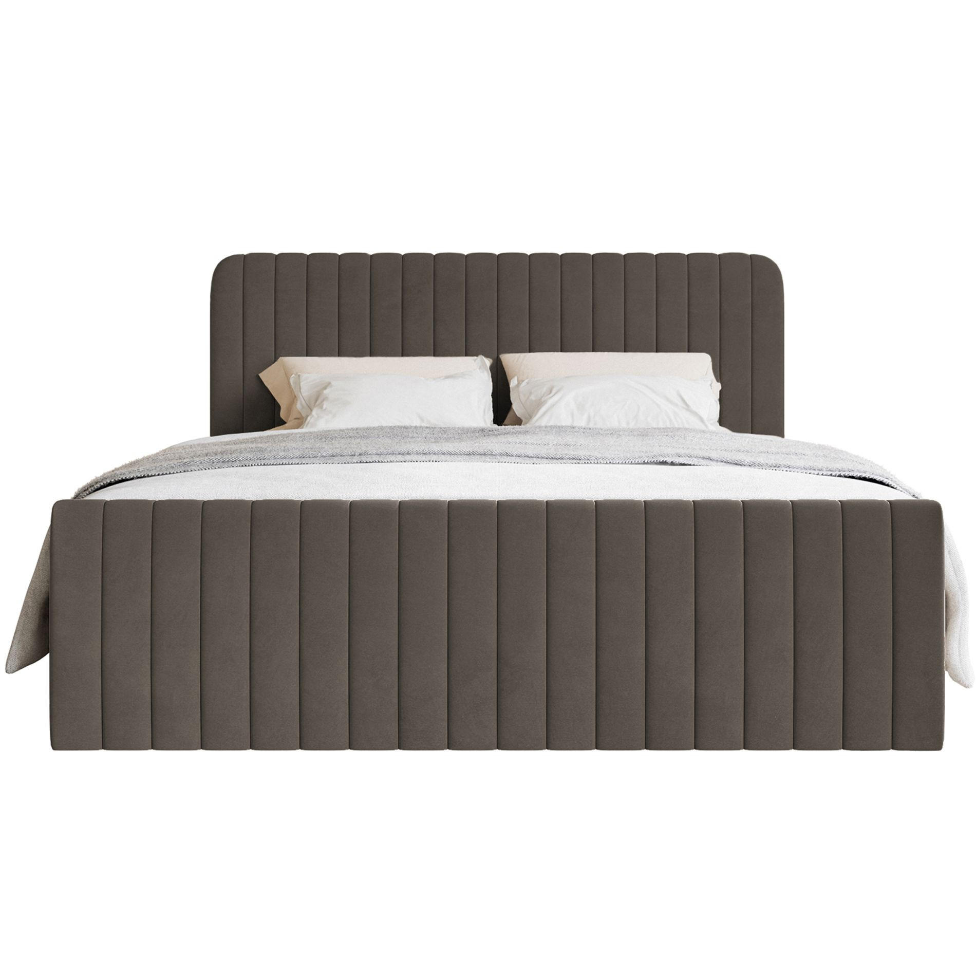 BOXBETT Saliano mit Topper und Samtbezug Braun, 160x200 cm - Braun, Kunststoff/Textil (160/200cm) - Selsey
