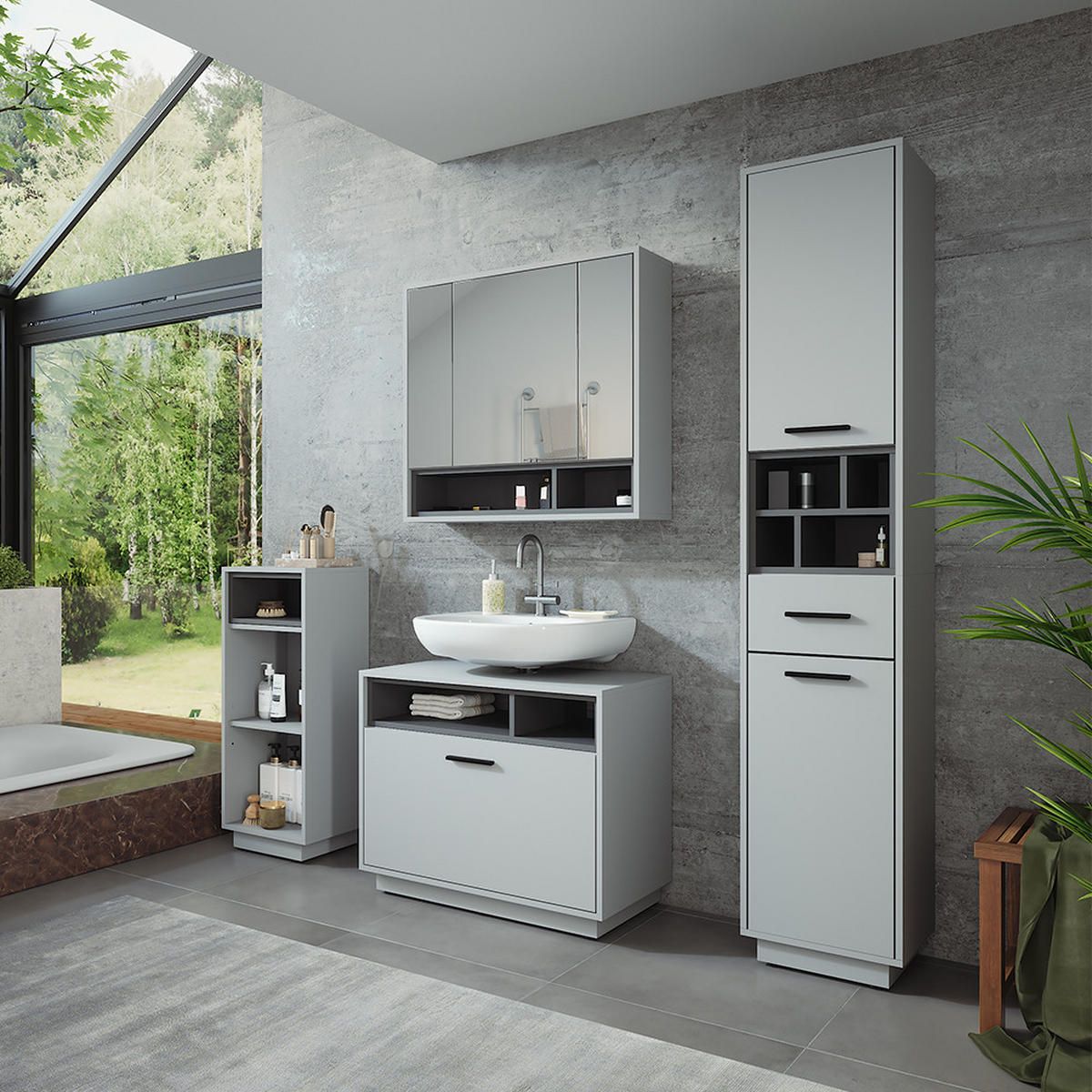 KOUPELNOVÝ NÁBYTEK Beatrice Šedá/antracitová - šedá/antracitová, kompozitní dřevo (80/64/35cm) - Vicco