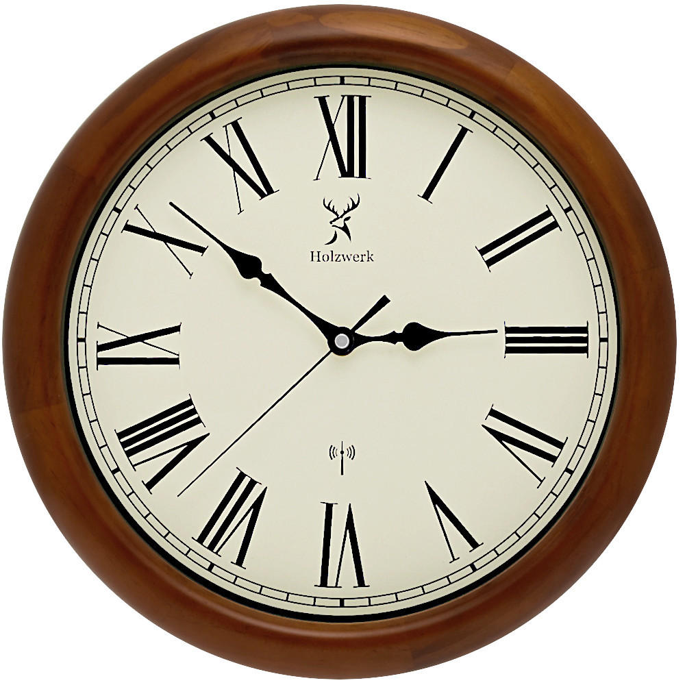 WANDUHR Holz Designer WILDBERG (FUNK) Loft Wand Uhr, beige - Braun, Glas/Holz (35/35/2.2cm) - Holzwerk