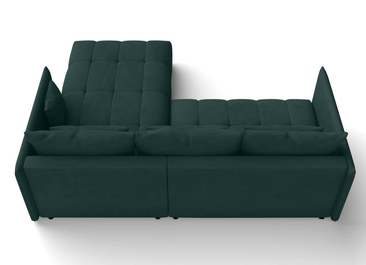 ECKSOFA L Form Cosmova Grün 245/182/83 cm mit Schlaffunktion - Schwarz/Grün, Kunststoff/Textil (245/182cm) - AX Living