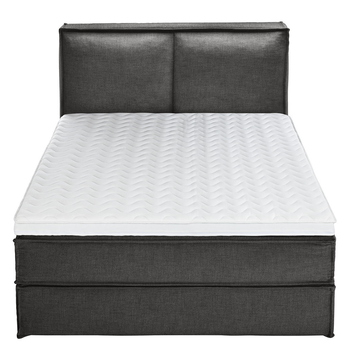 BOXSPRINGBETT mit Kopfteil - Premium - Anthrazit, Textil (160/220cm) - home24
